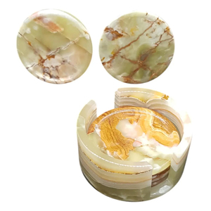 Top Selling Modern <b>Marble</b> Onyx Coasters Set Luxury Stone Coasters Big Slab Antique Finish Kitchen Use - Product Image 3