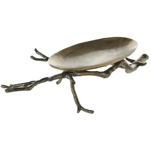 Bandeja Decorativa de Metal Hecha a Mano para Interiores Elegantes del Hogar, Bandeja de Metal Moderna para Decoración Segura, Chapada, Zahid Exports - Product Image 1