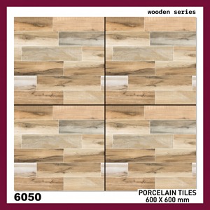 Carreaux de sol en porcelaine série bois 600x600mm finition mate design rustique pour usage intérieur salon modèle 6050 - Product Image 3