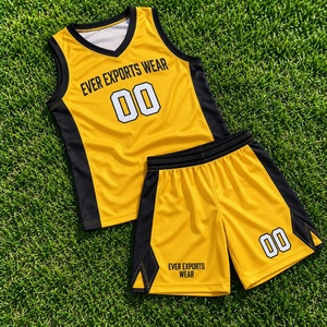 Uniforme de Baloncesto Personalizado, Jersey y Pantalones Cortos con Paneles Amarillos y Negros, Conjunto de Baloncesto con Nombre y Número del Equipo, Colores Personalizados del Equipo - Product Image 1
