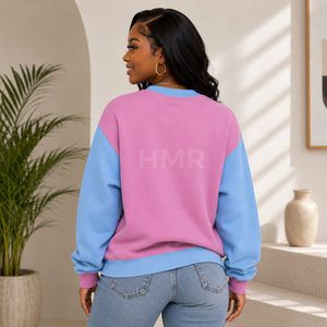 Sweat-shirt à col rond pour femme HMR Sorority Sisterhood, color block, imprimé, coupe ample, OEM - Product Image 4