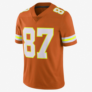 Maillot de football américain personnalisé pour adultes, col en V, 100 % polyester respirant, sublimation intégrale, nom et numéro d'équipe - Product Image 5
