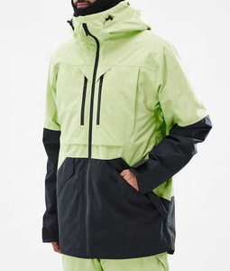 Chaquetas de Esquí Impermeables de Alta Calidad de 10,000 mm con Capucha para Hombre, Traje de Esquí Cálido y Cortavientos Color Negro Neón para Invierno - Product Image 1