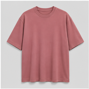 เสื้อยืดคอกลมแขนสั้นทรงหลวมโอเวอร์ไซส์ผ้าฝ้ายวิสโคสสีชมพูอมเทาแบบสั่งทำพิเศษสำหรับผู้ชาย รุ่น MTS-OVR-0038 - Product Image 1
