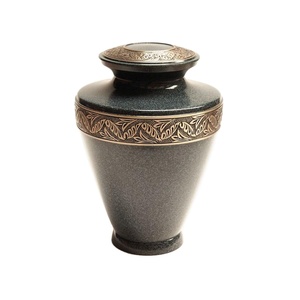 Urne funéraire en métal gravée en forme de feuille pour cendres d'adultes, style européen, urne centrale pour fournitures funéraires humaines - Product Image 1