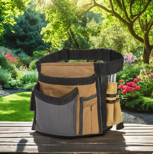 Pochette multi-outils avec sangle réglable, couleur beige et noire, pour le rangement des outils d'électricien, avec porte-stylo, porte-crayon et porte-lunettes - Product Image 4