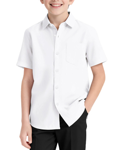 เสื้อเชิ้ตนักเรียนชายประถม แขนสั้น ผ้าฝ้าย 100% คุณภาพสูง แบบติดกระดุม - Product Image 1
