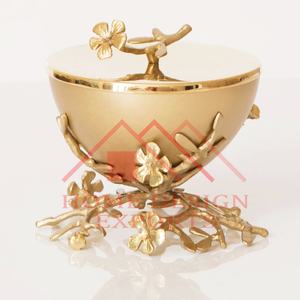 Centres de table décoratifs en métal doré jetables de luxe avec poignée en forme de feuille et bol à fruits unique – Dernier design, best-seller - Product Image 5