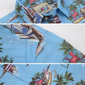 Camisas Hawaianas Aloha de Alta Calidad con Estampado Personalizado para Hombre, Camisas Casuales de Satén Tejido con Botones - Product Image 2