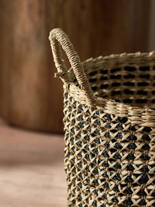 Ensemble de 2 paniers de rangement en jonc de mer noir et naturel, faits à la main, vente en gros, écologiques, fabriqués au Vietnam - Product Image 5