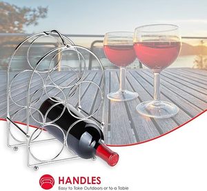 Countertop <b>Chrome</b> <b>Wine</b> <b>Rack</b> Holder for 6 Bottles Tabletop <b>Wine</b> Storage Stand for Kitchen Dining Table and Home Bar - Product Image 4