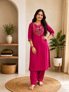 White Embroidered Cotton <b>Kurta</b> Pant Set <b>Women</b> Traditional Indian Pakistani Outfit Regular Fit Casual Wedding Wear <b>for</b> <b>Women</b> - Product Image 5