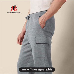 Pantalon de survêtement en coton pour homme, taille élastique avec cordon de serrage, pantalon de jogging décontracté avec poches latérales, idéal pour l'automne - Product Image 2