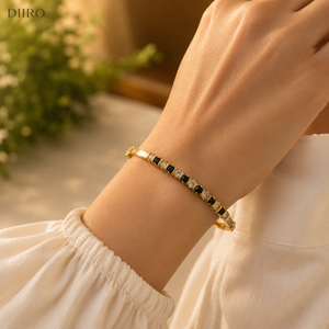 High Quality VVS1 Moissanite Bar Setting Bracelet for <b>Men</b> Women GRA Certified Black Gemstone Round Plated Gold Bracelet - Product Image 6