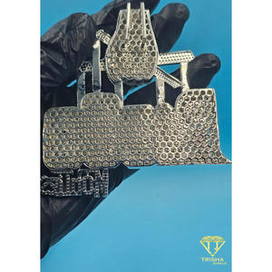 Pendentif personnalisé en forme d'avion avec diamants de laboratoire, collier hip-hop glacé, bijoux bling-bling, cadeau - Product Image 1