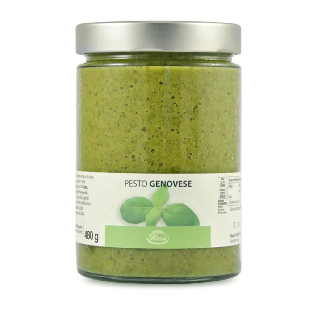 Pesto com alho longa vida útil 480gr frasco de vidro tempero tradicional italiano feito com manjericão Liguria Itália