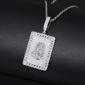 Pendentif Micro Pavé Visage de Jésus en Moissanite, Plaqué Or et Argent, Bijou de Luxe Hiphop Tendance pour Homme - Product Image 1