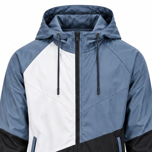Windbreaker <b>Jacket</b> for <b>Men</b> <b>Lightweight</b> Outdoor Sports Water Resistant Full Zip Hooded Activewear Custom Apparel ODM Manufacturer - Product Image 3