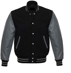 <b>Men's</b> Black <b>Jacket</b> With PU <b>Leather</b> Sleeves Stand Collar Zipper Closure Winter Moto Style - Product Image 3