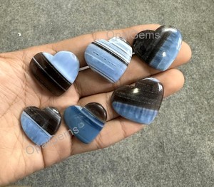 Opale bleue naturelle Owhyee de bonne qualité, cabochon en forme de cœur, pierre précieuse idéale pour la fabrication de bijoux - Product Image 2