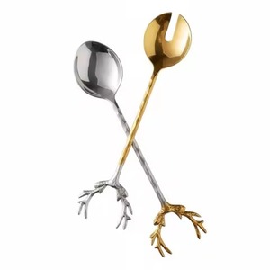 Indoor Use Metal Salad Server Set Stainless Steel Salad Serving Spoon Fork <b>Kitchen</b> Dining <b>Table</b> Use - Product Image 1