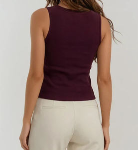 Camisetas sin mangas más vendidas 2026: Top de algodón ligero con elastano y canalé para mujer, sexy, con espalda moldeada, ajustado, transpirable y suave. - Product Image 2