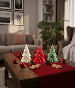 Vela artística plisada angular de cera de soja hecha a mano con aroma frutal para Navidad, Ramadán, Día del Padre, Diwali, Año Nuevo y festividades. - Product Image 1