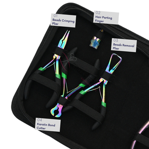 Micro Link Hair Extension Tools Kit Rainbow Pliers Micro Beads Remover Crimping Tool <b>Hook</b> & <b>Loop</b> Tools <b>Tape</b>-In Plier Bond Cutter - Product Image 3