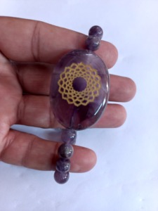 Premium Quality Natural <b>Amethyst</b> Crown Chakra Beaded Adjustable <b>Bracelet</b> Genuine Agate Item Buy Online at Amayra Crystal Exports - Product Image 2