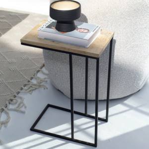 Mesa Auxiliar de Madera Vandana Orion Vertex con Patas de Metal, Diseño Moderno Industrial - Product Image 1