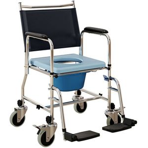 Sedia da Doccia Moderna con Ruote in Acciaio e Metallo, Ausili per Terapia Riabilitativa - Product Image 3