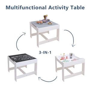 Set di sedie da tavolo per bambini 3-in-1 tavolo da attività in legno con cassetto per la conservazione per bambini piccoli da leggere per bambini - Product Image 5
