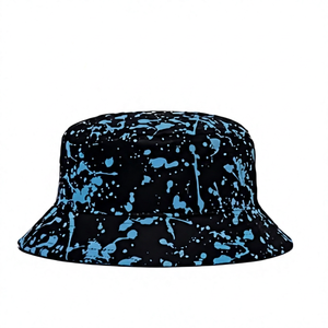 Unisex Bucket Hat Black With Colorful <b>Paint</b> Splatter Pattern Street Style Casual Spring Summer Adult Wear - Product Image 3