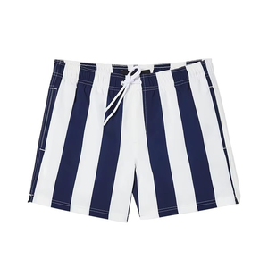 Pantalones Cortos de Baño para Hombre 2026, Tendencia en Azul Marino y Blanco a Rayas, de Secado Rápido, con Cordón en la Cintura, Casuales, de Poliéster Tejido, Cortos, para Playa - Product Image 4