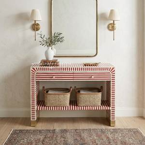 Contemporary Bone Inlay <b>Console</b> <b>Table</b> With Designer Craftsmanship For Entryway Living Room And Hall - Product Image 5