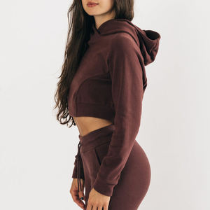 Women's <b>Crop</b> <b>Top</b> Hoodie Casual Style Pullover with Custom Logo Breathable Fashionable Cropped Hoodie Short Length - Product Image 3