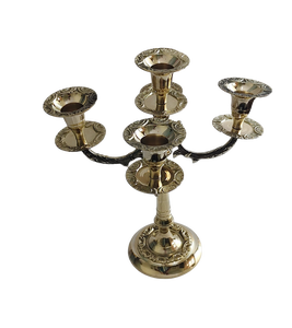 Candélabre de table à 5 bras en laiton pur, style vintage, centre de table décoratif pour salle à manger - Product Image 4