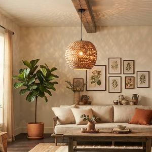 Lámpara Colgante de Jacinto de Agua Más Vendida al por Mayor, Lámpara de Techo Tejida a Mano Natural para Decoración del Hogar - Product Image 4