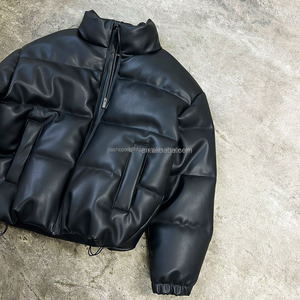 Winter Down Coat Puffer Men Clothing Jacket Streetwear High Quality Pu Leather <b>Waterproof</b> <b>Warm</b> Bubble Puffer Down Jackets - Product Image 2