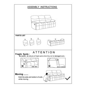 Sofá Reclinable Manual de 3 Plazas en Terciopelo Rosa Pálido de Lujo, con Reposabrazos Acolchados y Mecanismo de Movimiento, Mueble para Sala de Estar con 1 Sofá Individual - Product Image 5