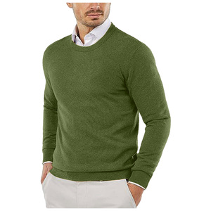 Pull en maille à col rond pour homme avec poignets et ourlet côtelés, idéal pour les occasions décontractées, le bureau, les voyages et les activités de plein air - Product Image 5