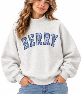 Custom Women’s Oversized Mock Neck Pullover Ribbed Collar Varsity <b>Letter</b> <b>Applique</b> Embroidered Winter Sweatshirt - Product Image 6