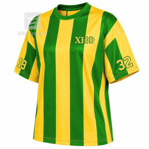 Custom Chi Eta Phi Sorority Sweatshirt Striped Short Sleeve green & yellow Casual Style for female with polyester lining - Product Image 2