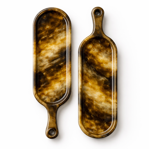 Bandeja de Servir de Resina Ecológica Hecha a Mano por AZORA INDUSTRIES con Asas, Diseño Tradicional, Modelo M-290 - Product Image 6
