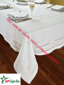 Mantel de Lino Bordado a Mano, Elegante y Lujoso, Tamaño Personalizado, Alta Calidad, Artesanía Tradicional de Punto de Cruz VNAP - Product Image 2