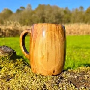 Mug à café en bois japonais décoratif, fait main, écologique, en bois naturel, tasse à bière, cadeau, vaisselle - Product Image 3
