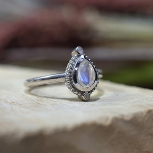 925 Sterling Silver Rose Gold Plated Pear Shape Natural Rainbow <b>Moonstone</b> Bezel Set Handmade Gemstone <b>Ring</b> for Women Party - Product Image 5