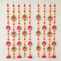 Guirlande décorative murale Art Déco rose et jaune Lotus Bandhanwar pour mariage, décoration festive, guirlande perlée faite à la main pour Diwali, maison et Mandir