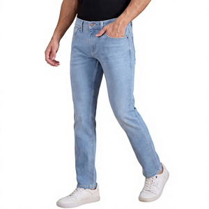 Wholesale Men's Regular Fit High Street Waterproof Dark Wash Straight Leg Denim Jeans Mid Waist Cotton Casual Spring Wear OEM - Product Image 2