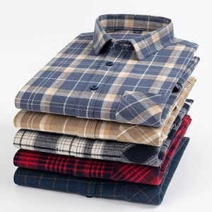 Últimas camisas de franela para hombre OEM/ODM 100% algodón con botones, camisas de moda para hombre de manga larga a cuadros, camisas de tela oversize - Product Image 2